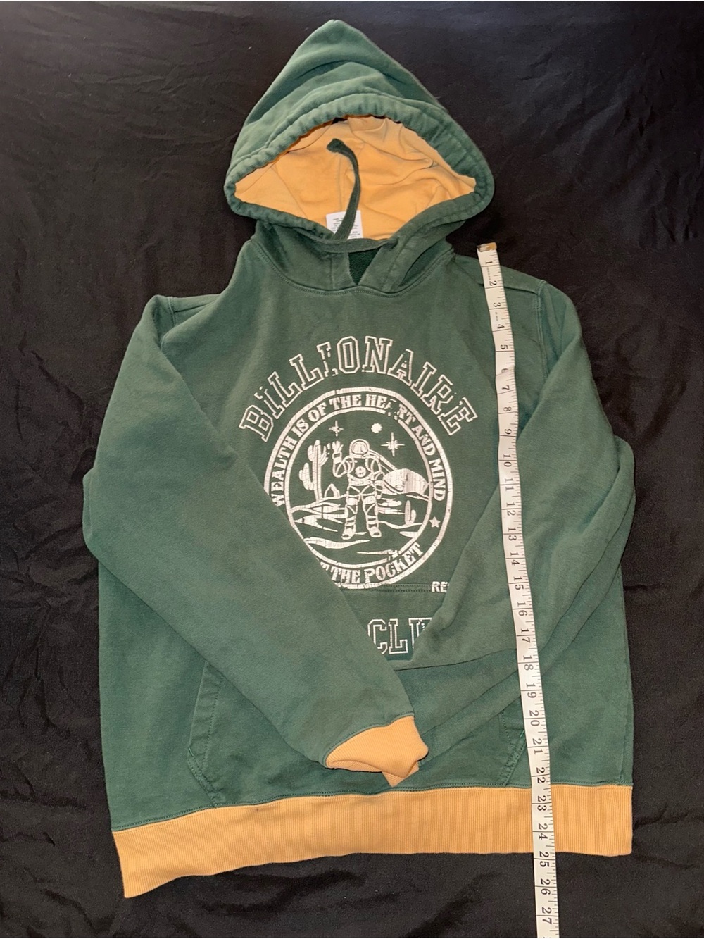 Billionaire Boys Club Green Hoodie with Mustard Lining & Hem